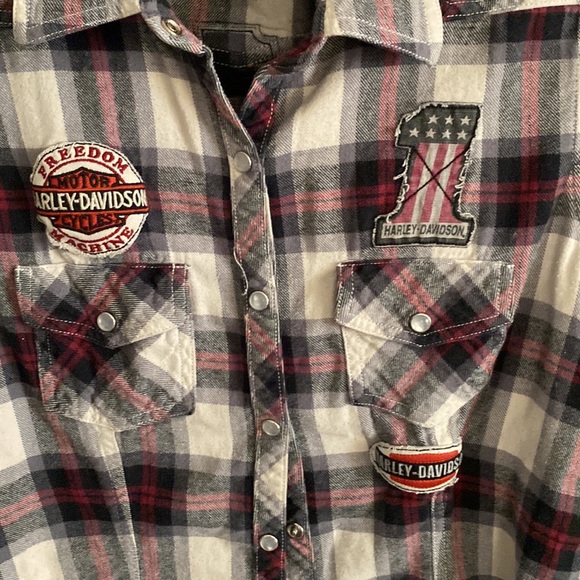 HARLEY-DAVIDSON plaid button down - Picture 3 of 5